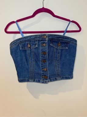 Sincerely Jules Denim Button-Front Tube Top